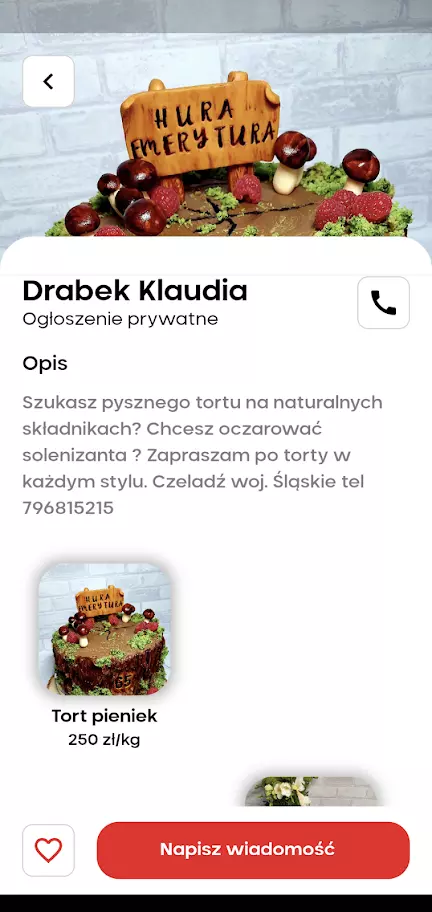 Dr Ciacho screen aplikacji widok szczegółów oferty