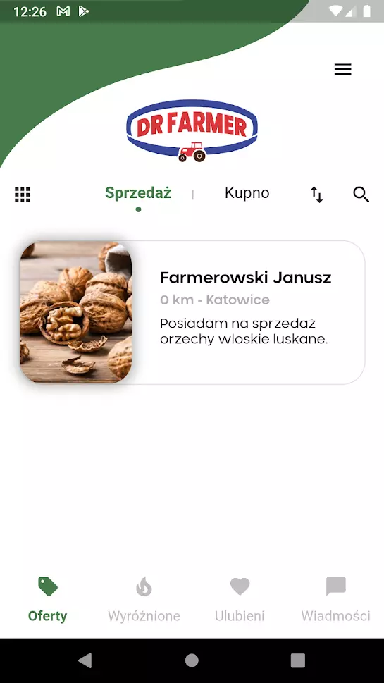 Dr Farmer screen aplikacji widok dostępnych ofert