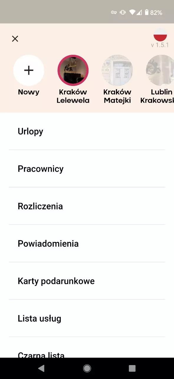 Na Wizytę screen aplikacji widok menu