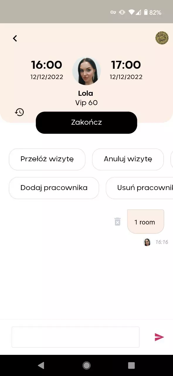 Na wizytę screen aplikacji widok wizyty