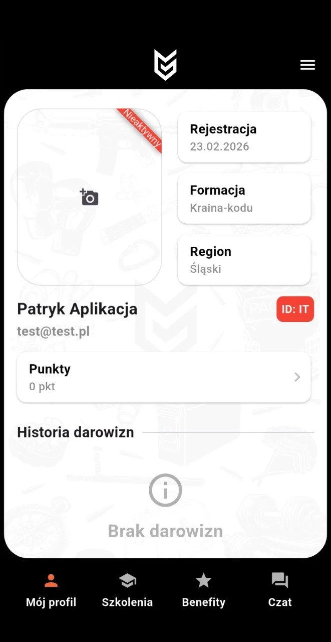 Pagon aplikacja ekran główny